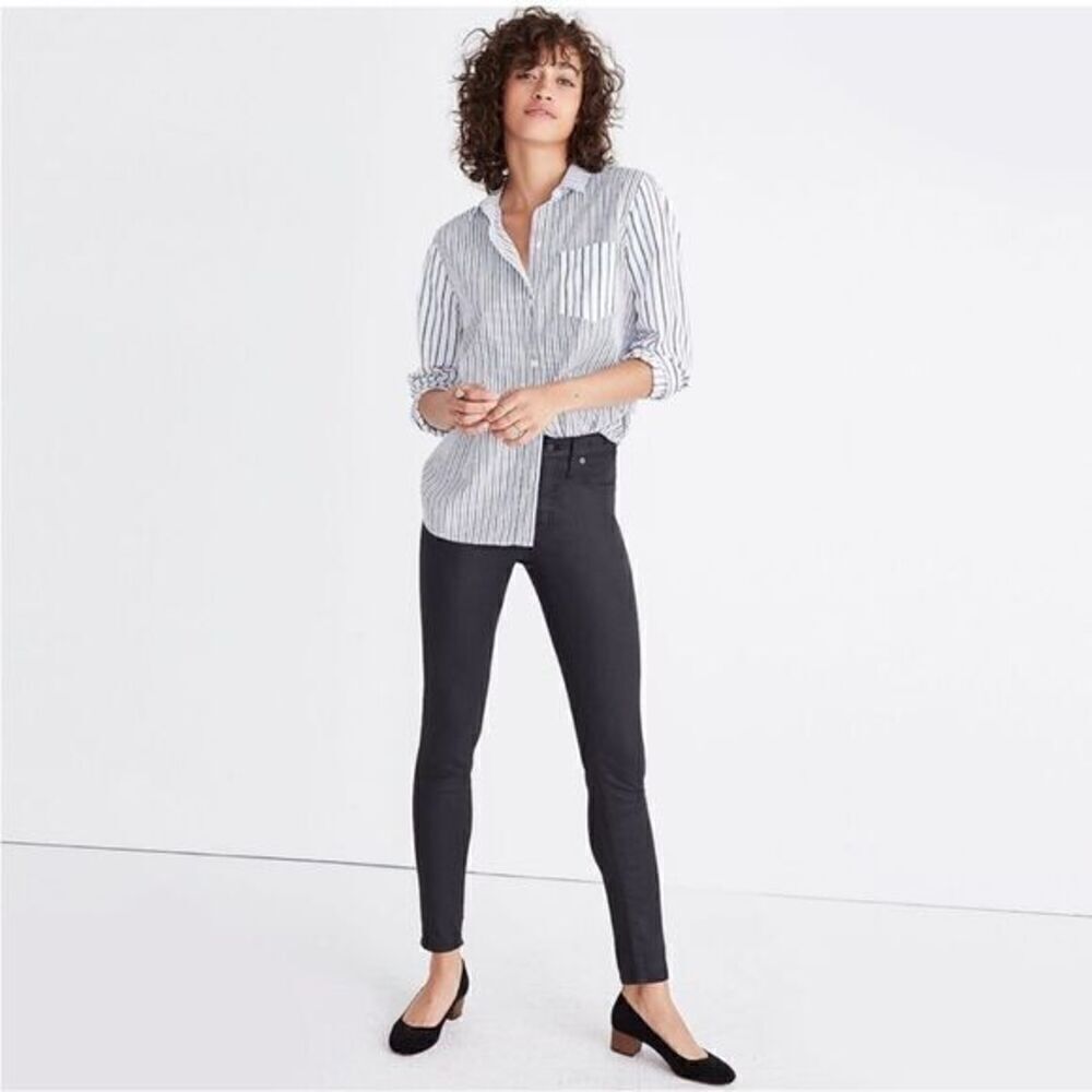 Madewell Black 9" High Riser Skinny Jeans Coated Edition